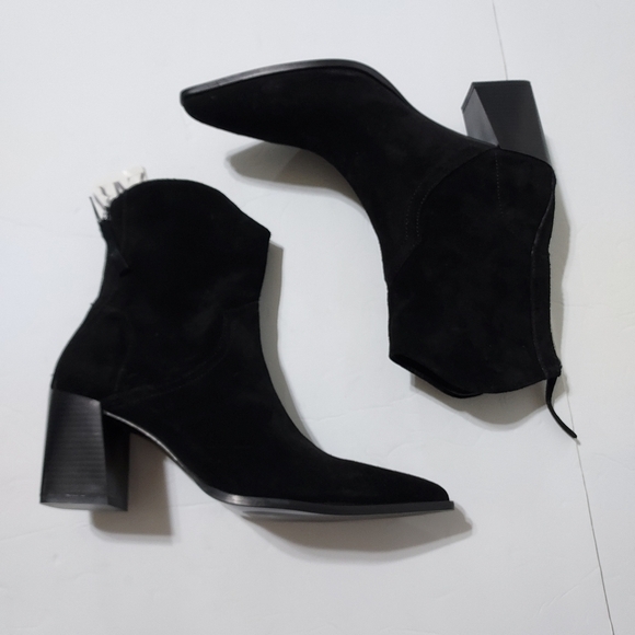 Zara Woman Cowboy Suede Leather Heeled boots Sz-9 - Picture 10 of 10